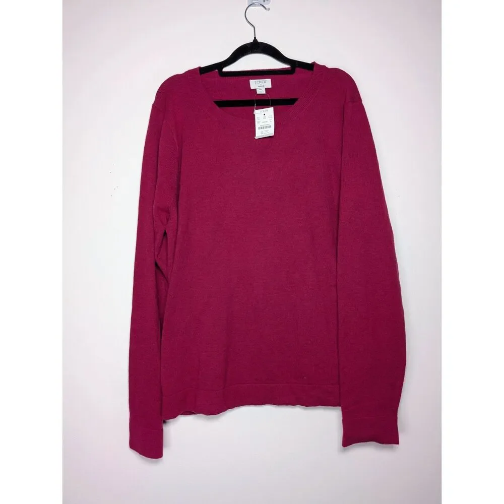 J.Crew Teddie Merino Wool Blend Sweater XL Pink Crewneck Lightweight Knit NWT